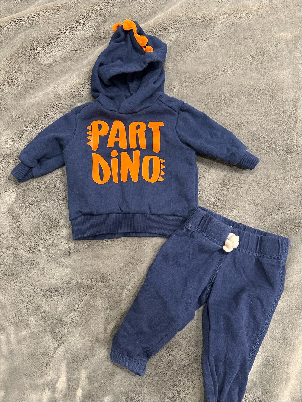 Carter's Navy Sweatshirt & Joggers Set with Orange 'PART DINO' Graphic